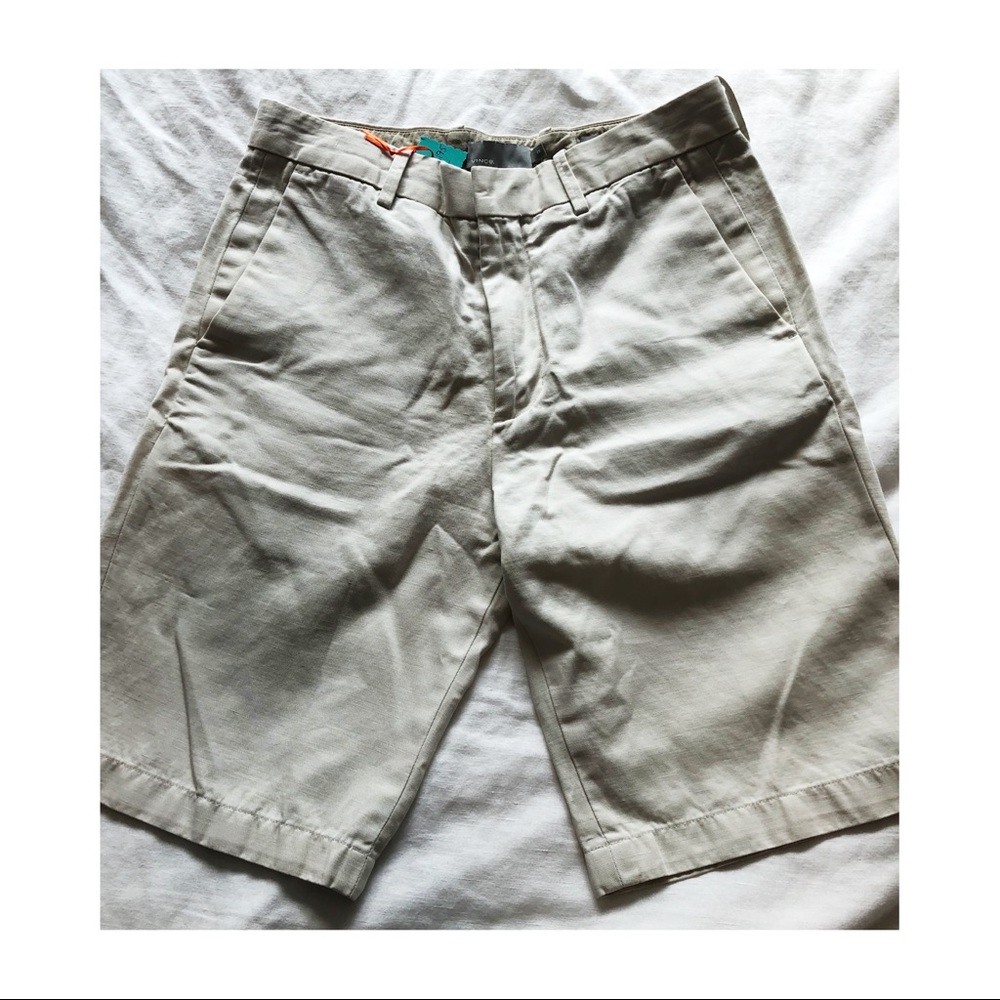 vince. modern linen shorts, 28